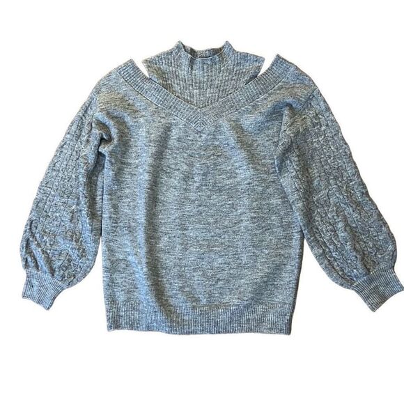 NWT No Label Layered Cable Knit Balloon Sleeve Sweater - Picture 1 of 6